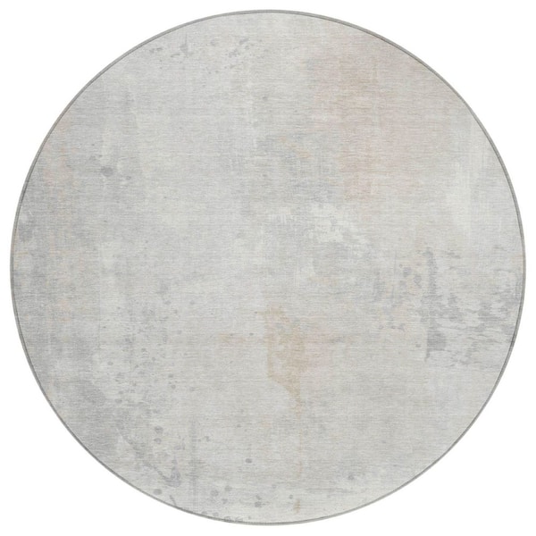 Chantille Machine Washable Indoor/Outdoor Abstract ACN1840 Ivory 8 ft. x 8 ft. Round Rug