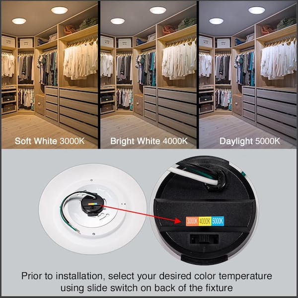 Commercial Electric 10 in. 18-Watt Adjustable CCT Disk Light LED