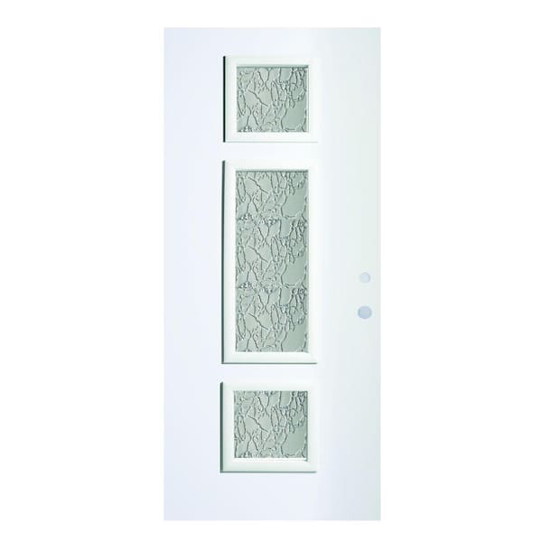 Stanley Doors 32 in. x 80 in. Marjorie Delta Satin 3 Lite Painted White Left-Hand Inswing Steel Prehung Front Door
