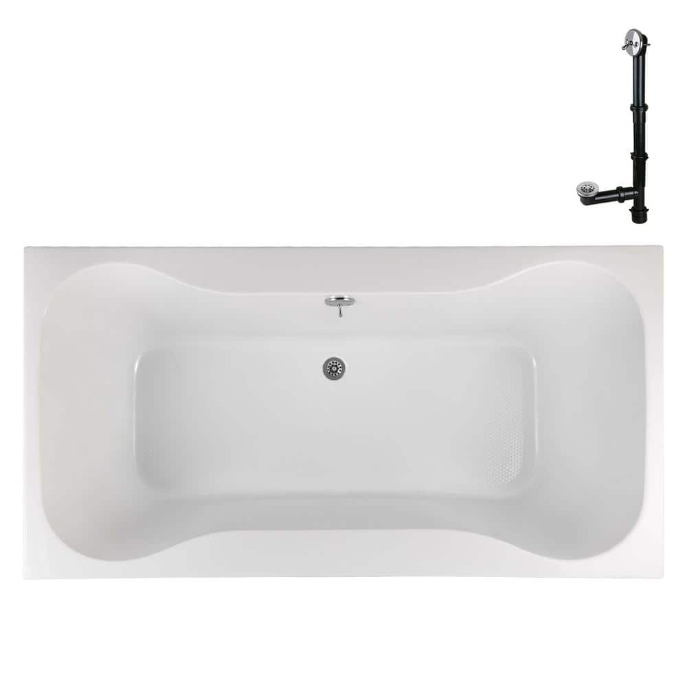 N-4500-772-CH 72 in. x 36 in. Rectangular Acrylic Soaking Drop-In Bathtub, with Center Drain in Polished Chrome price history on PriceWatchPro