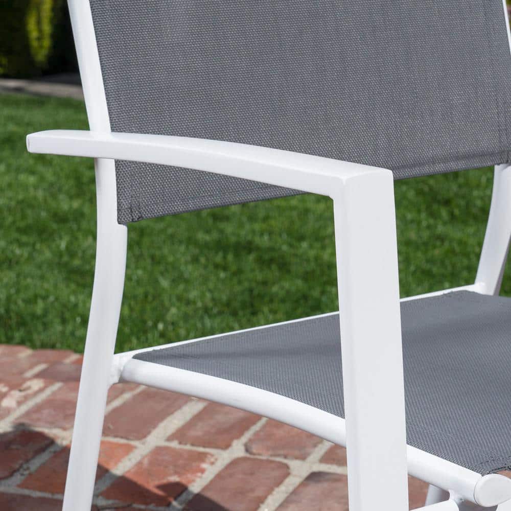 Nova 11-Piece Gray and White Aluminum Outdoor Dining Set