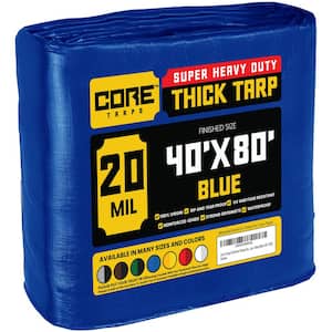 40 ft. x 80 ft. Blue 20 Mil Heavy Duty Polyethylene Tarp, Waterproof, UV Resistant, Rip and Tear Proof