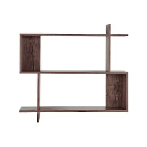 Manasa 15.8 in. X 5.7 in. X 24.6 in. Floating Geometric Kilter 2-Tier Cubby Decorative Wall Shelf - Hickory
