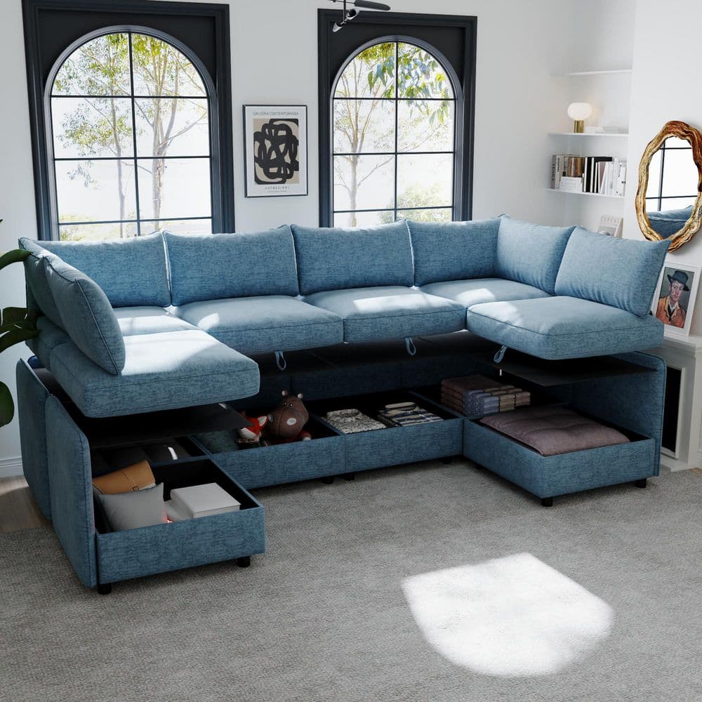 Harper & Bright Designs Convertible Modular 129 in. Chenille