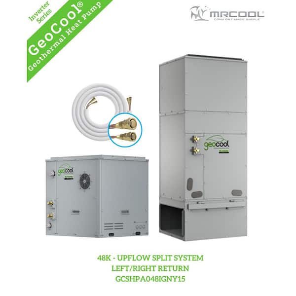 GeoCool Geothermal 48k BTU 4-Ton Vertical Upflow Split Heat Pump System-Left/Right Return-15 ft. Line Set
