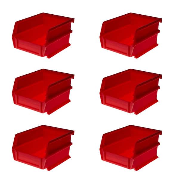 Triton Products LocBin 5-3/8 in. L x 4-1/8 in. W x 3 in. H Red Tool Storage Bin, (6-Pack)