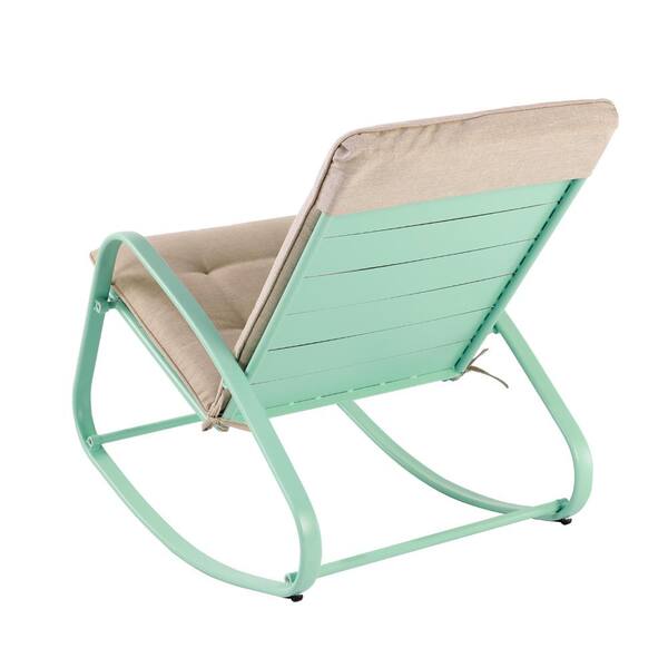 turquoise outdoor steel sling rocker