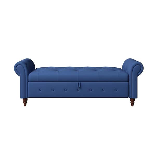 Donason Navy Blue Fabric Storage Bed Bench (24.4 in. H x 63 in. W x 22 in. D)