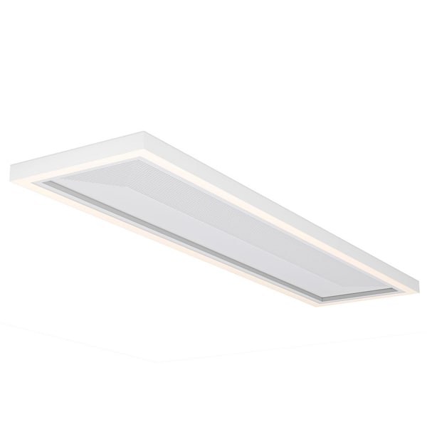 Commercial Electric 48 in. x 10 in. Low Profile Flat Panel White Dimmable 5CCT Selectable LED with Night Light Flush Mount Ceiling Light