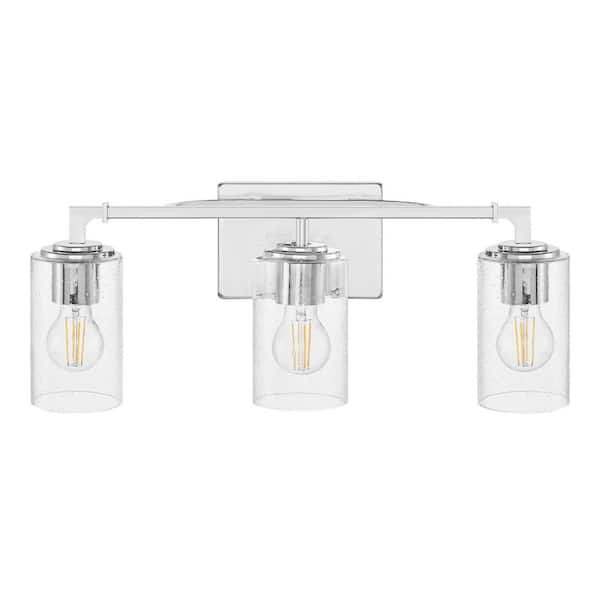 Home Decorators Collection Helenwood 21.75 in. 3-Light Chrome Bathroom Vanity Light with Clear Seeded Glass