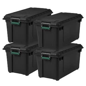Iris 82 Quart Weathertight Storage Box, storeitall Utility Tote, 4 Pack, Black