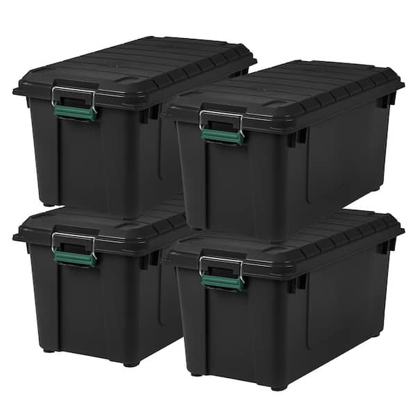 21 gal. Remington Weathertight Store-It-All Storage Bin, Black (4-Pack)