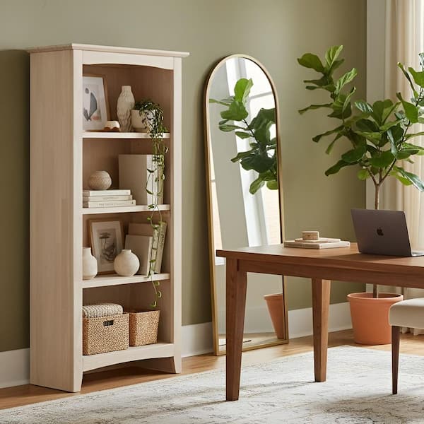 International Concepts Brooklyn 48 in. Unfinished Wood 4 Shelf Standard Bookcase with Adjustable Shelves