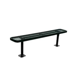 6 in. Diamond Black Commercial Park Bench without Back Surface Mount