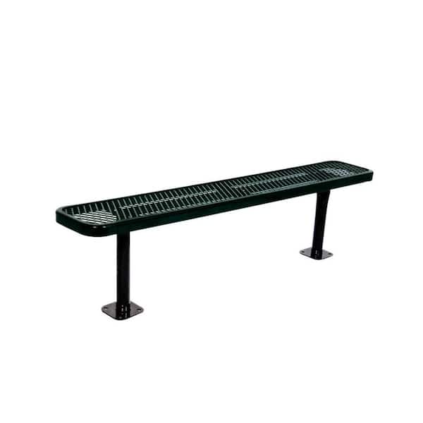 Ultra Play 6 in. Diamond Black Commercial Park Bench without Back Surface Mount