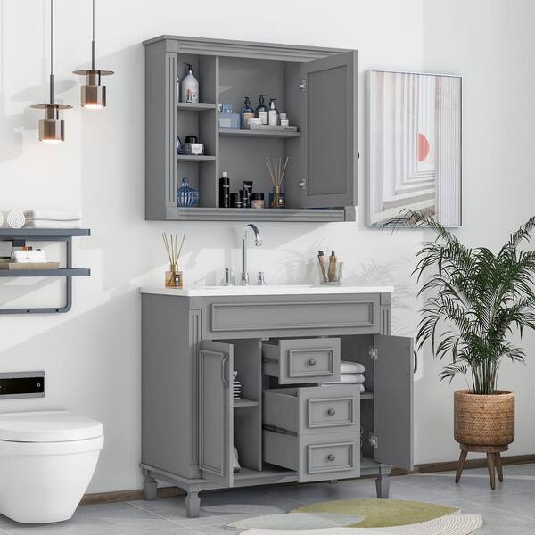 Bnuina 35.1 in. W x 18.1 in. D x 34 in. H Freestanding Bath Vanity