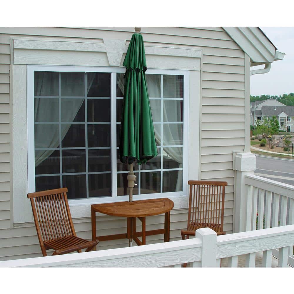 Antique Beige Olefin Half Canopy Patio Umbrella with Aluminum Pole