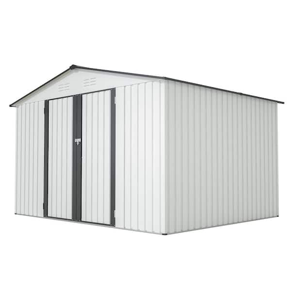Goss 10 ft. W x 8 ft. Multi-Purpose White Outdoor Metal Storage Shed with Lockable Doors, Air Vents (81.2 sq. ft. )