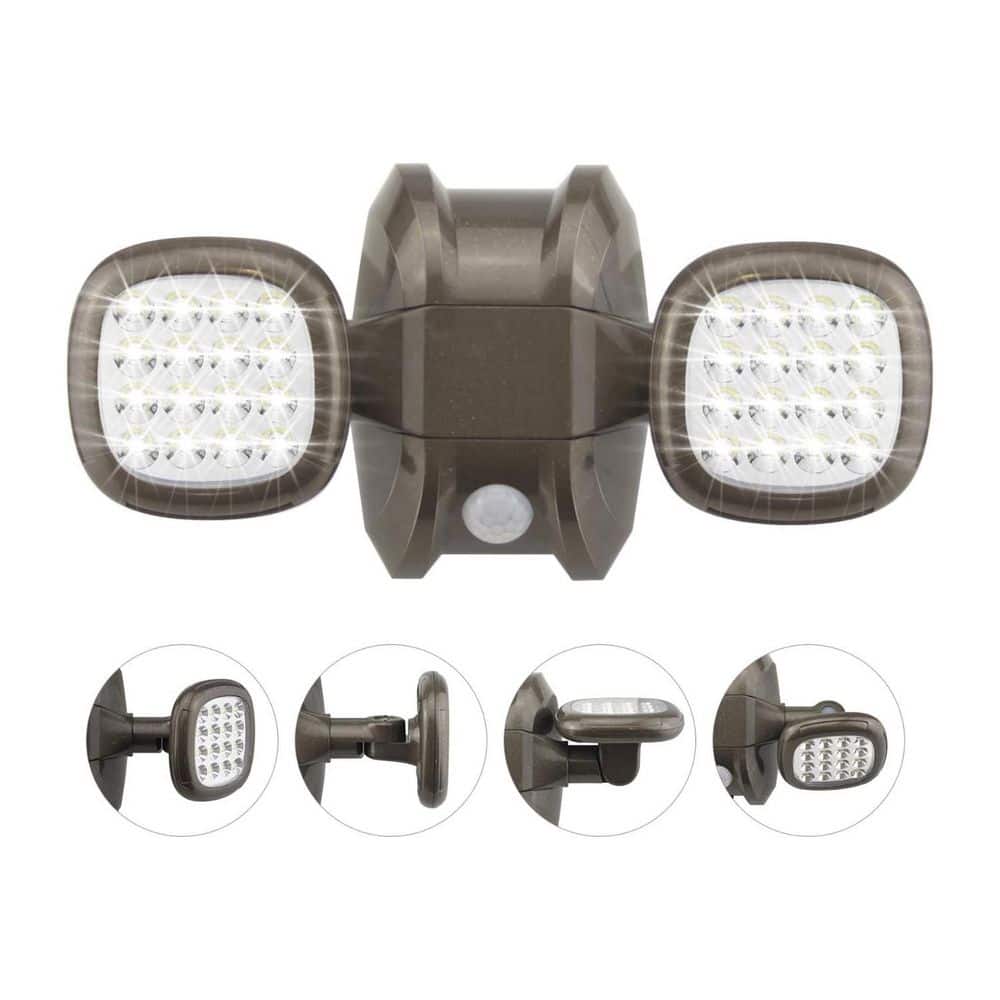 600 Watt Equivalent 600 Lumen 180 Degree Black Motion Sensing Dusk to Dawn LED Flood Light Dual Head 1-Pack price history on PriceWatchPro