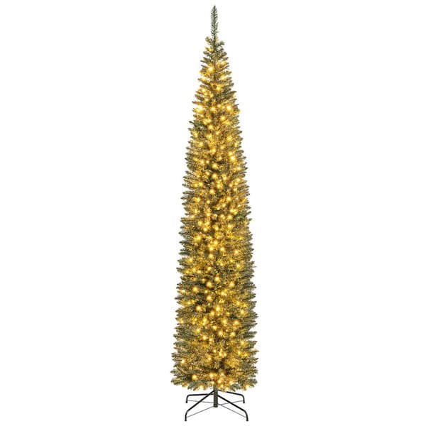 Costway 9 ft. PreLit 400 LED Lights Pencil Christmas Tree with 699 Branch Tips Party
