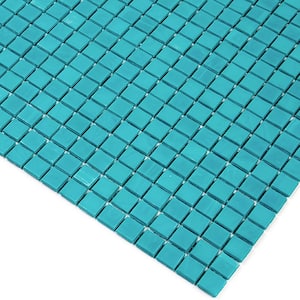 Skosh Glossy Turqouise Green 11.6 in. x 11.6 in. Glass Mosaic Wall and Floor Tile (18.69 sq. ft./case) (20-pack)