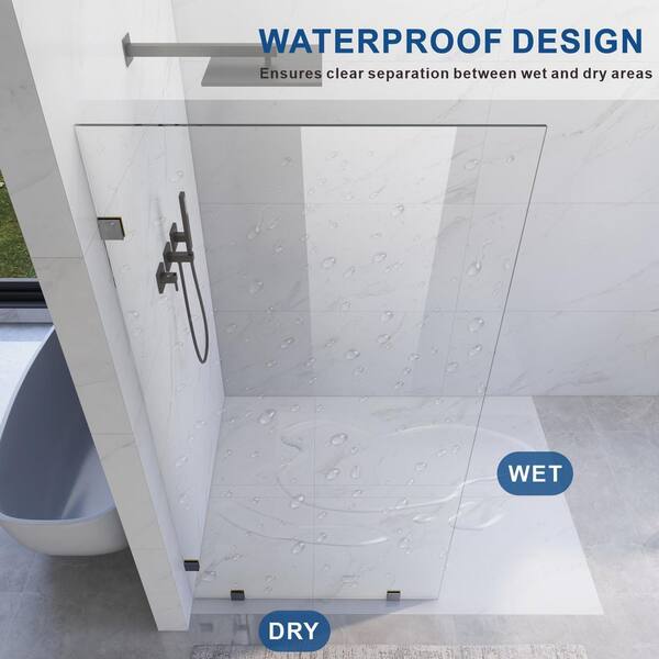 UNIKOO UKH07B2 33 in. W x 80 in. H Frameless Fixed Shower Door