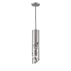 KNOLL 1 Light Satin Nickel Tubed Pendant LightSatin Nickel Steel Shade