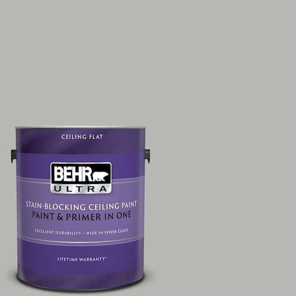BEHR ULTRA 1 gal. # UL260-18 Classic Silver Ceiling Flat Interior Paint and Primer in One