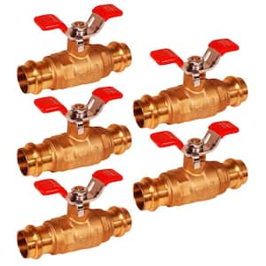 3/4 in. FIP Brass Double-O-Ring Press Ball Valve with T-Handle (Pack of 5)