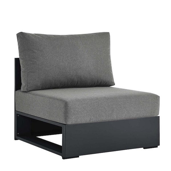 Tahoe Outdoor Patio Powder-Coated Aluminum Modular Armless Chair in Gray Charcoal