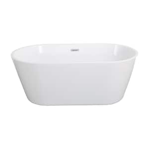 59 in. x 31.10 in. Soaking Bathtub with Center Drain in Gloss White