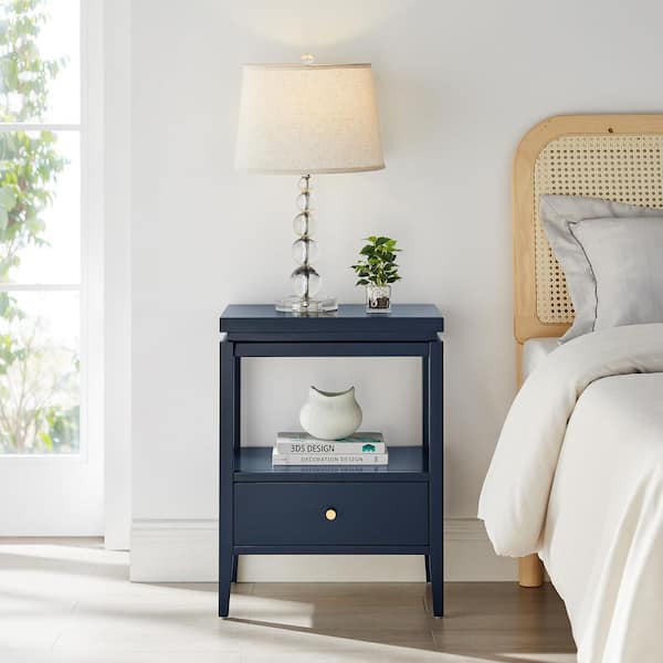 Opava Midnight Blue 1-drawer 20 in. W Nightstand