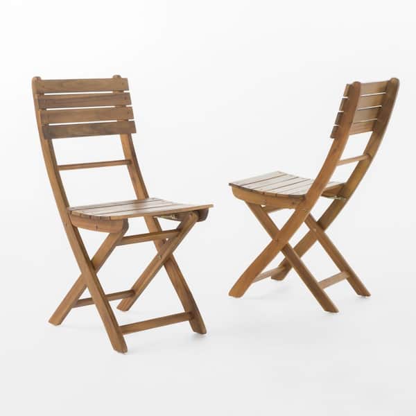 Anky Acacia Wood Folding Dining Chair in Brown (Set of 2)