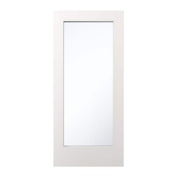 WP1L 36 in. x 96 in. Universal/Reversible Full Lite Clear Glass White Primed Wood Front Door Slab