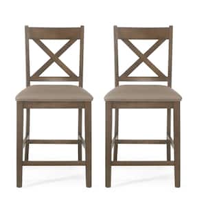 Wurtz 41.25 in. Antique Brown Upholstered Counter Stool (Set of 2)