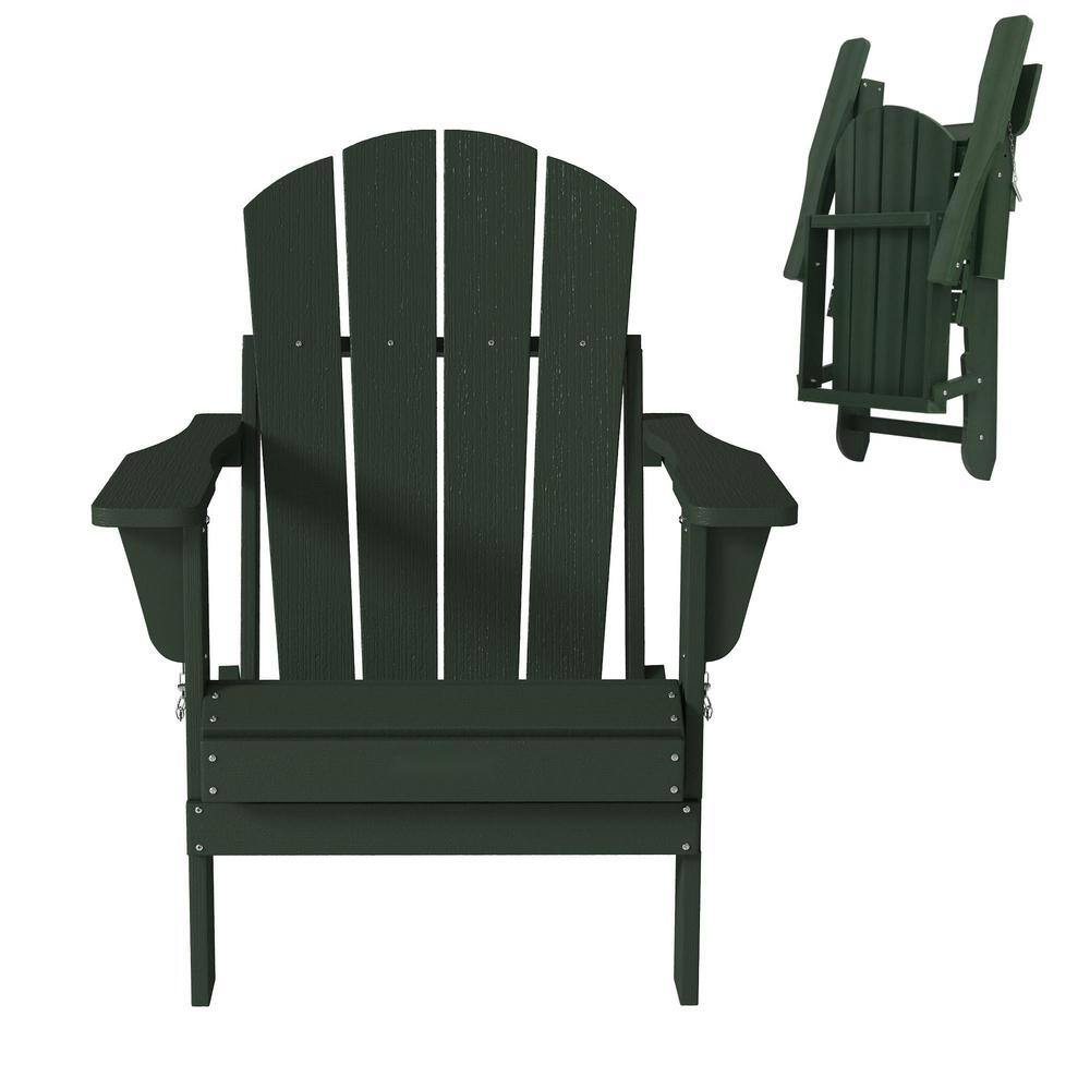 Mondawe Classic Green Outdoor Folding Plastic Adirondack Chair Weather