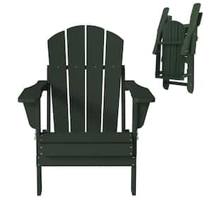 Classic Green Outdoor Folding Plastic Adirondack Chair Weather Resistant Patio Fire Pit Chair
