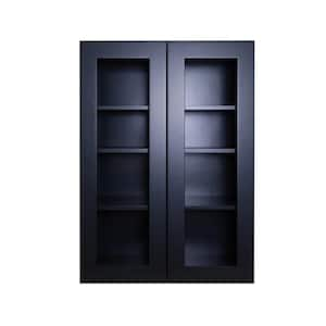 Shaker Assembled 24 in. x 42 in. x 12 in. Wall Cabinet with 2-Doors in Charcoal Black