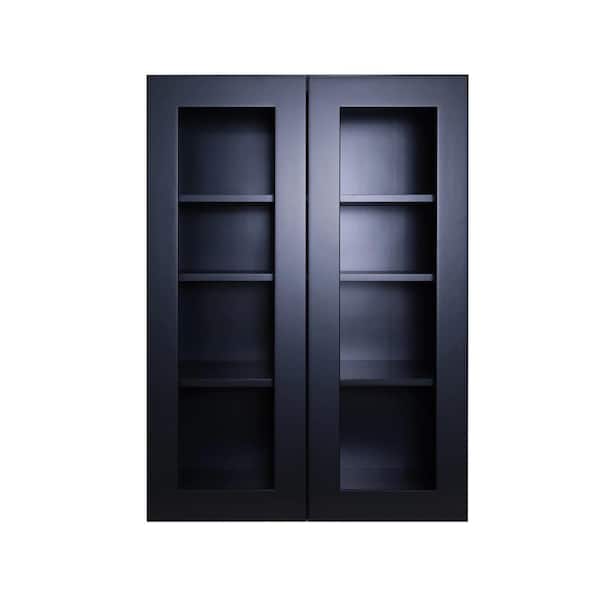 Plywell Shaker Assembled 24 in. x 42 in. x 12 in. Wall Cabinet with 2-Doors in Charcoal Black