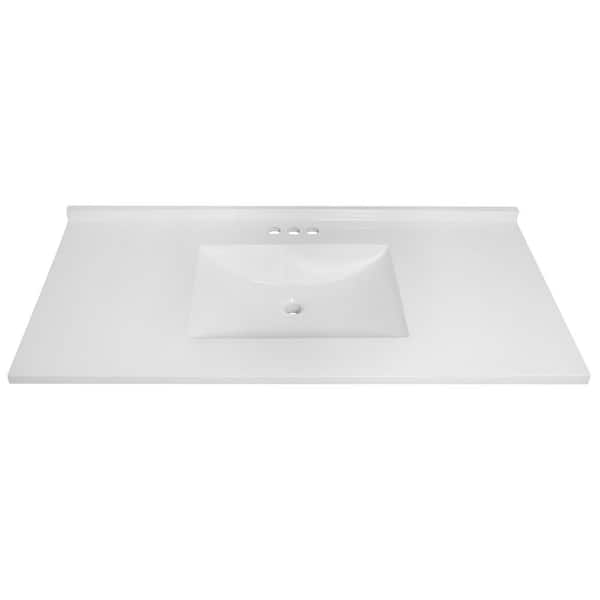 Design House Camilla II 49 in. W x 22 in. D Cultured Marble White Round Single Sink 4 in. Centerset Vanity Top in Solid White
