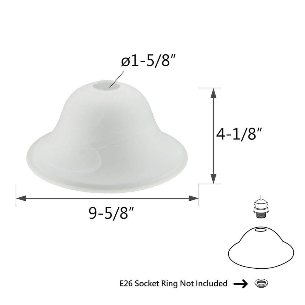 Frosted Glass Replacement Shade for Torchiere Lamp, 9.63" Diameter