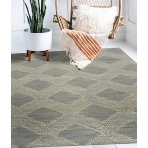 Light Blue 5 ft. x 8 ft. Hand-Tufted Wool Contemporary Transitional Modern Area Rug