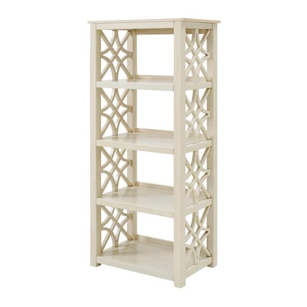 Linon Home Decor 54.5 in. Off White Wood 4-shelf Accent Bookcase 
