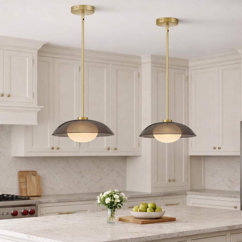 LARK Jace 8.50-Watt 1 Light Integrated Led Lacquered Brass Pendant