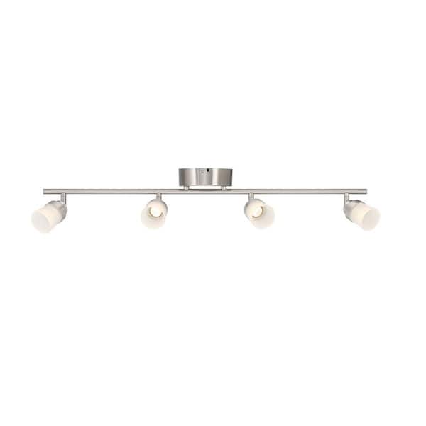 EnviroLite EnviroLite 2.6 ft. Brushed Nickel Integrated LED Hardwired Track Lighting Kit with 4 Fixed Track Heads
