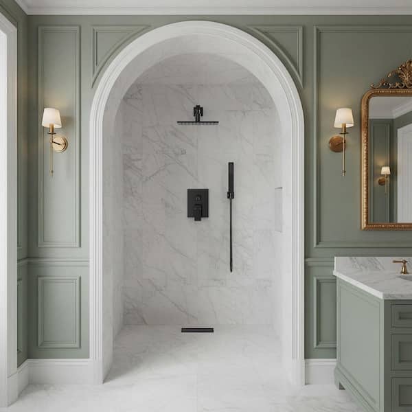 11.8 x 4.3 in. Linear Stainless Steel Shower Drain with Tile-In Pattern Drain Cover in Matte Black