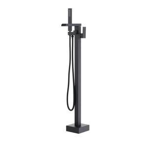 Single Handle Freestanding Bath Tub Faucet with Hand Shower, in Matte Black