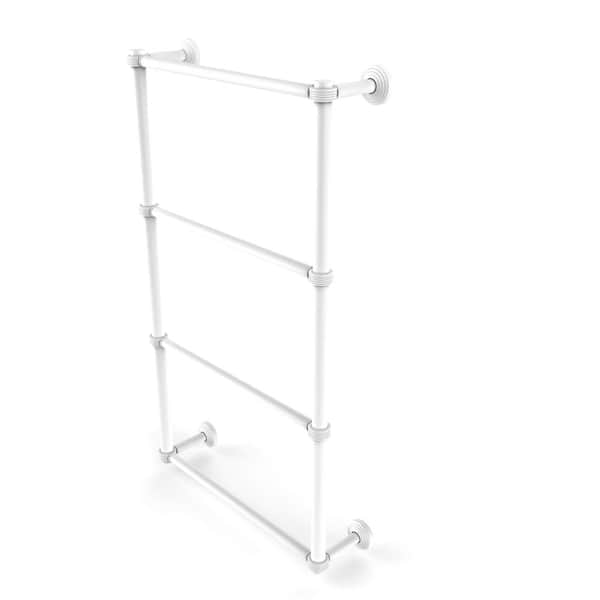 Allied Brass Waverly Place Collection 36 in. Wall Mounted 4 Tier Ladder Towel Bar with Groovy Detail in Matte White
