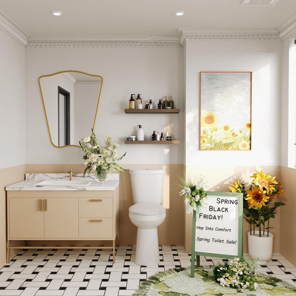 21'' White Ceramic Dual-Flush Elongated Two-Piece Toilet with Seat