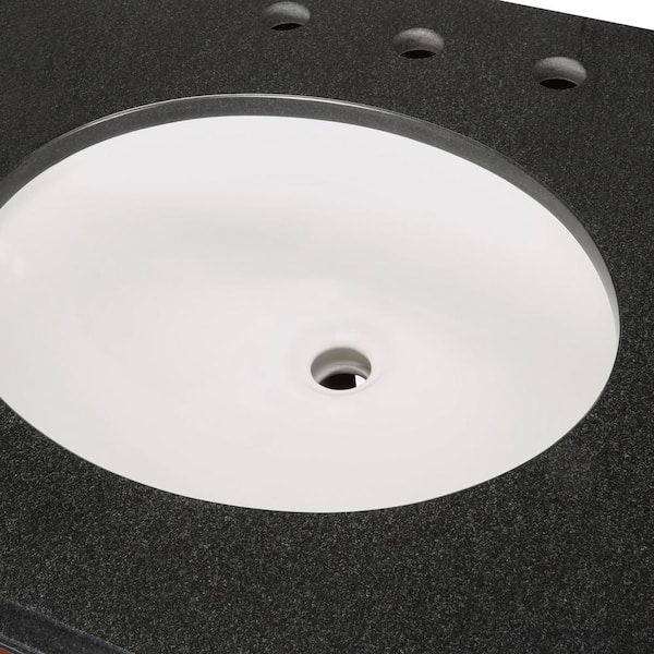 Hampton Harbor 28 in. W x 22 in. D x 35 in. H Single Sink Freestanding Bath Vanity in Sequoia with Black Wood Top
